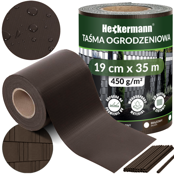 Taśma ogrodzeniowa 19cm x 35m Heckermann - Brązowa 1002653