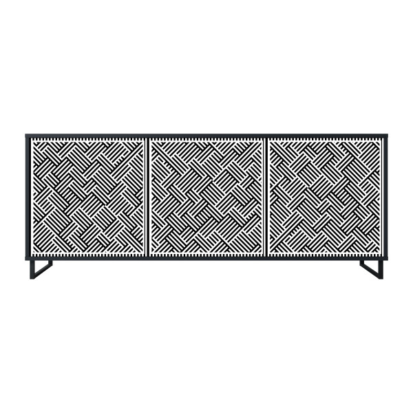 TEMPORARY SEQUENCE Komoda 3 drzwi Czarna-Metalowa ramka czarna 441868