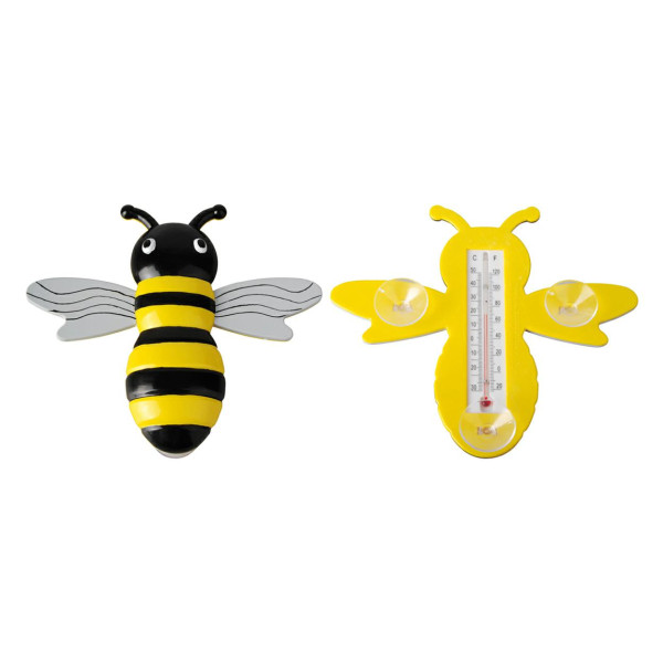 Termometr okienny żółty pszczoła na przyssawki 20 cm ozdobny 957495