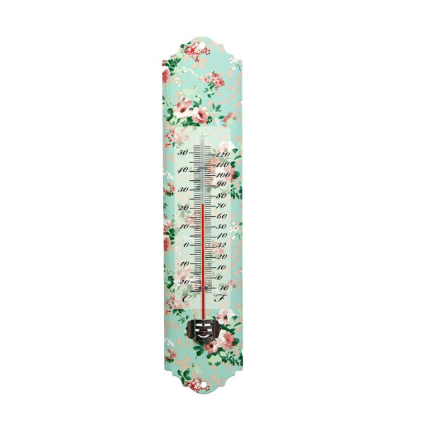 Termometr ścienny metalowy kolorowy 30 cm motywem róży 957494