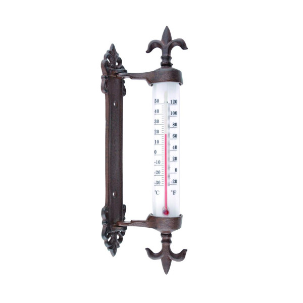 Termometr ścienny żeliwny brązowy 30 cm duży ozdobny 949478
