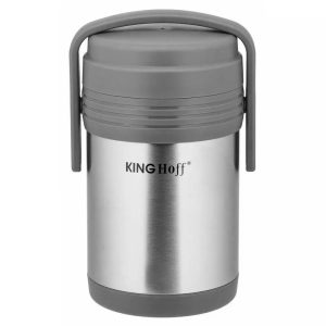 Termos obiadowy 1.5L stalowy z 3 pojemnikami KINGHOFF KH-4075 691944 Termos obiadowy 1.5L stalowy z 3 pojemnikami KINGHOFF KH-4075 691944