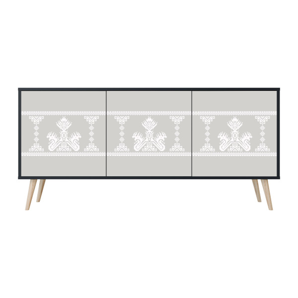 THAI GRAY Komoda 3 drzwi Czarna-Bukowa skośna 442263