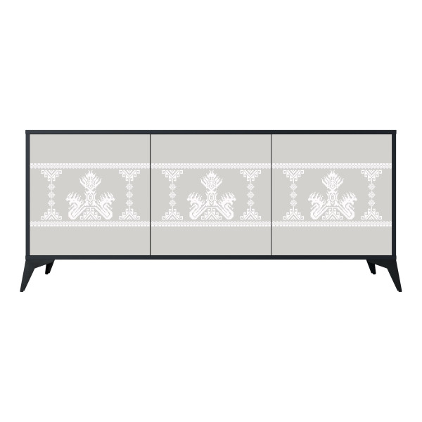 THAI GRAY Komoda 3 drzwi Czarna-Metalowa gwiazdka czarna 442506