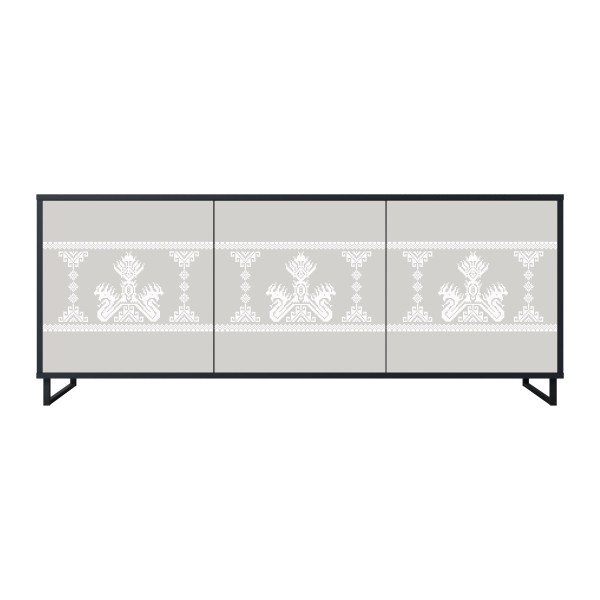 THAI GRAY Komoda 3 drzwi Czarna-Metalowa ramka czarna 441696