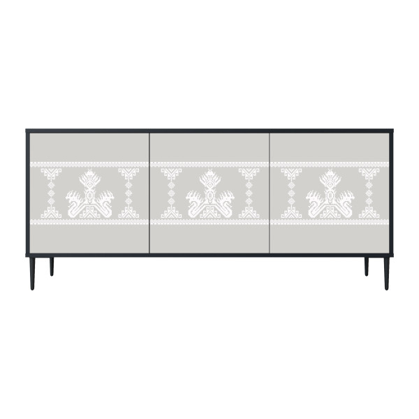 THAI GRAY Komoda 3 drzwi Czarna-Metalowa szpilka czarna 441944