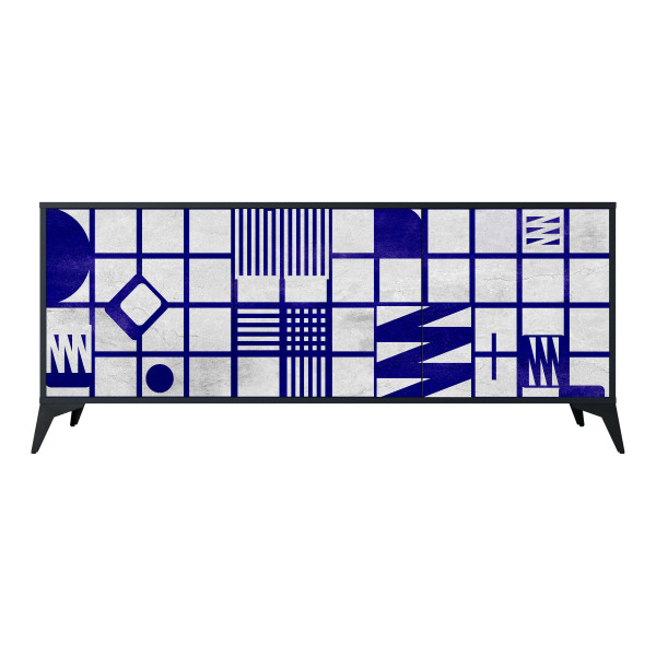 THE RIGHT PLACES Komoda 3 drzwi Czarna-Metalowa gwiazdka czarna 442408