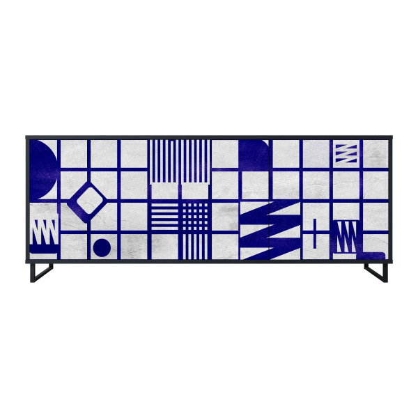 THE RIGHT PLACES Komoda 3 drzwi Czarna-Metalowa ramka czarna 442134