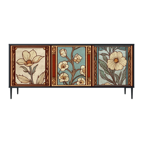 TIMELESS FLORA Komoda 3 drzwi Czarna-Metalowa szpilka czarna 441582