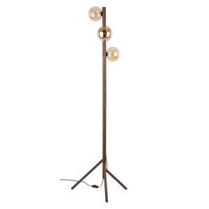 Tk-Lighting Estera Wood Orzech Bursztyn Lampa Podłogowa 3Xg9 858050