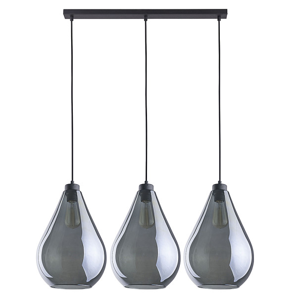 TK Lighting Fuente Lampa Wisząca 3 Pł Czarna Listwa klosze szklane grafit 899866