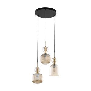 TK Lighting Sophia Cognac Lampa Wisząca na kole ryflowane brąz szkło 3Xe14 864410