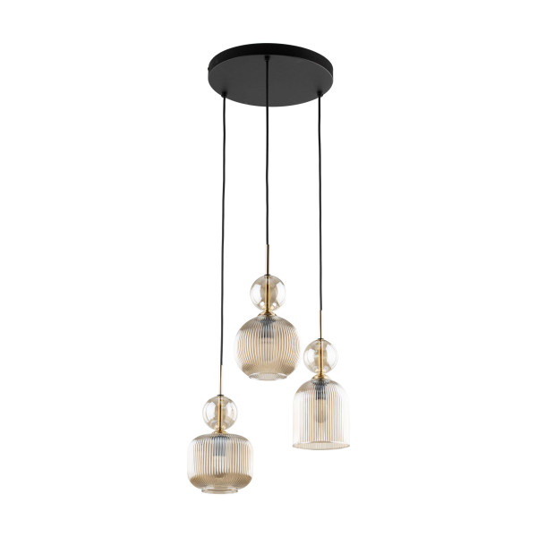 TK Lighting Sophia Cognac Lampa Wisząca na kole ryflowane brąz szkło 3Xe14 864410