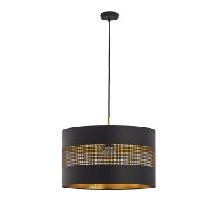 TK Lighting Tago Lampa Wisząca 1 abażur czarno złoty 899867