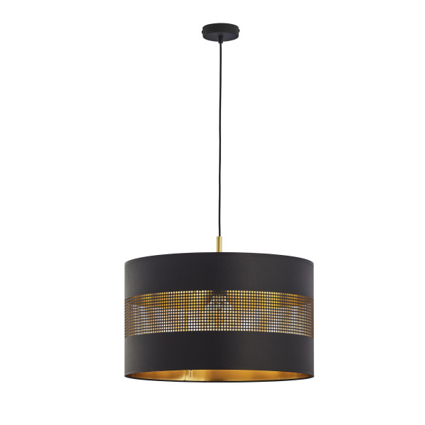 TK Lighting Tago Lampa Wisząca 1 abażur czarno złoty 899867