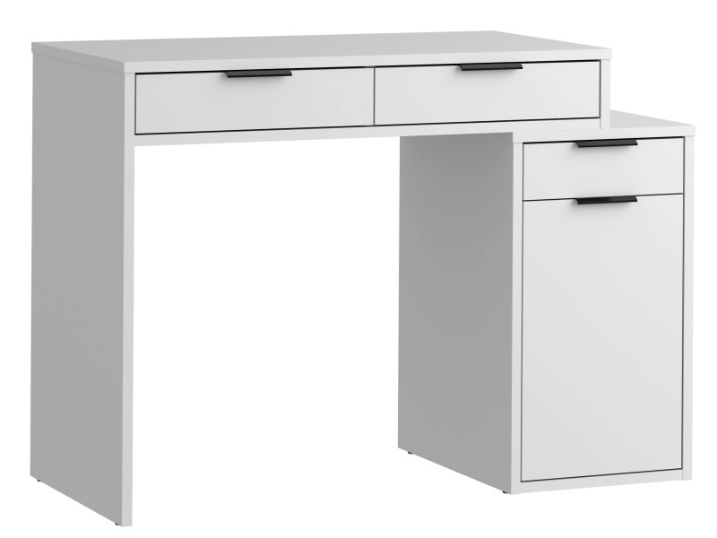 Toaletka / biurko białe z szufladami i szafką Uchwyty krawędziowe Linea T1 963116