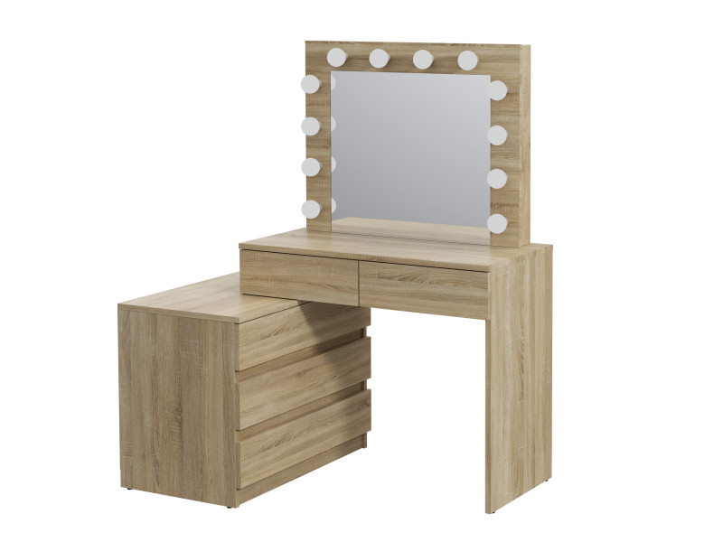 Toaletka Carla 12 LED T2 | Dąb Sonoma | Narożna z komodą 965871
