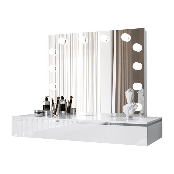 Toaletka kosmetyczna AURORA SILVER ELITE wisząca z lustrem biały połysk 848805