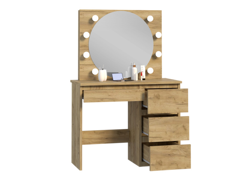 Toaletka kosmetyczna Beta 8 led pojemna szuflady lustro dąb craft 790317
