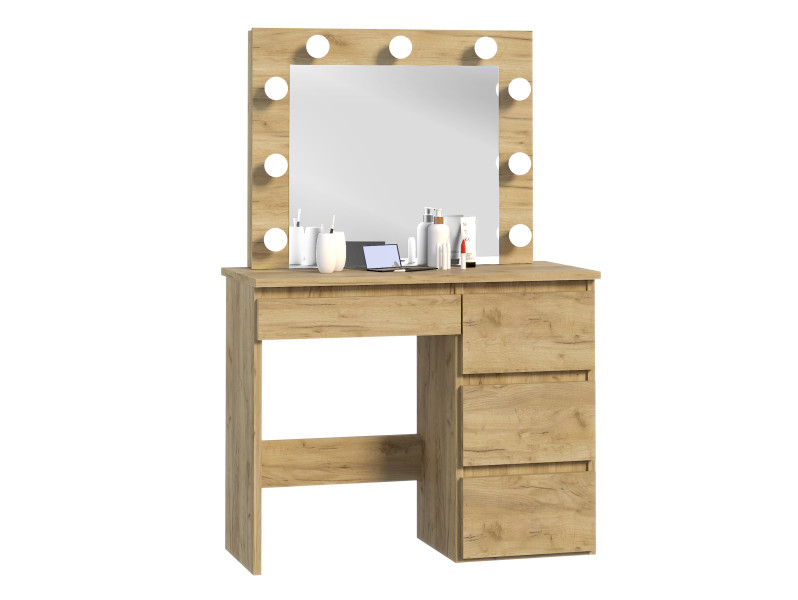 Toaletka kosmetyczna Beta 9 led pojemna szuflady lustro dąb craft 915665