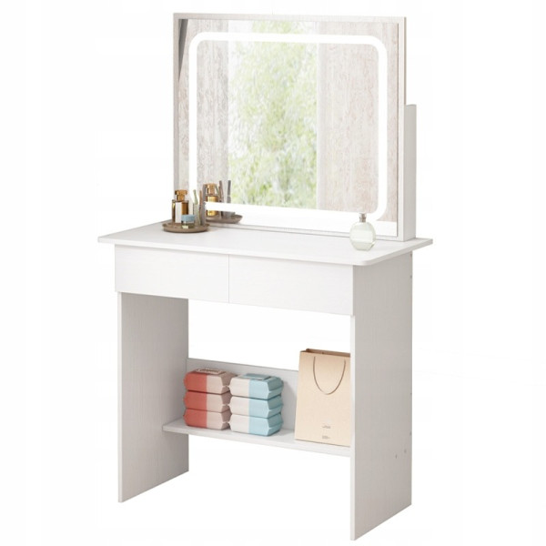 Toaletka kosmetyczna do makijażu z lustrem led nowoczesna 90 cm 807480