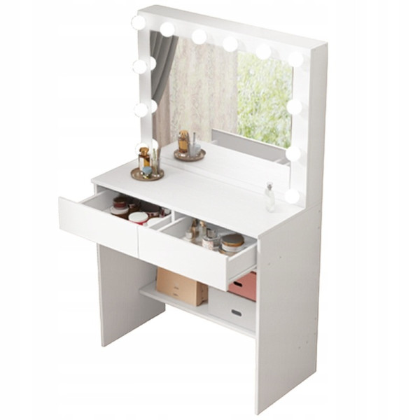 Toaletka kosmetyczna do wizażu nowoczesna glamour lustro led loft 807093