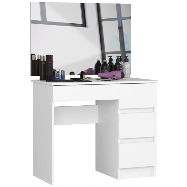 Toaletka kosmetyczna, lustro, prawa, NELA, 90cm, biel, mat | TYLETEGOTU 988693