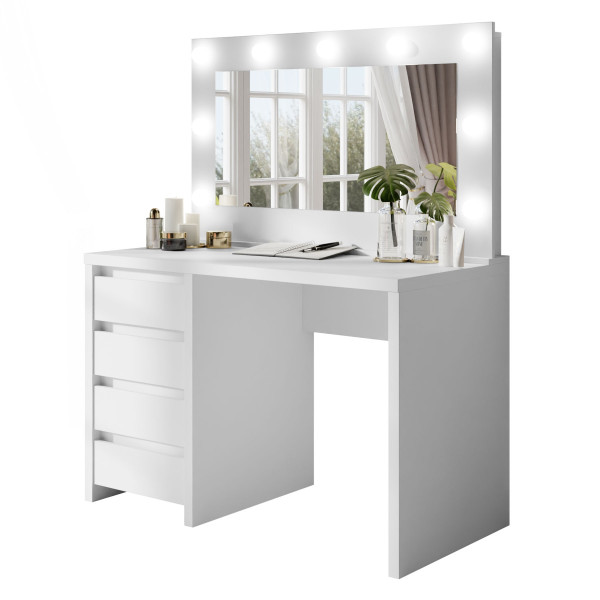 Toaletka kosmetyczna z lustrem GLAMOUR biały mat 297057