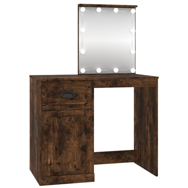 Toaletka z LED, przydymiony dąb, 90x50x132,5 cm 374919