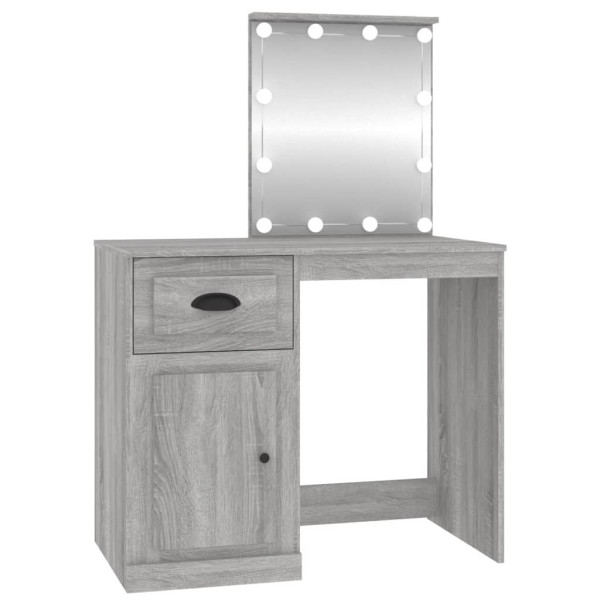 Toaletka z LED, szary dąb sonoma, 90x50x132,5 cm 374921