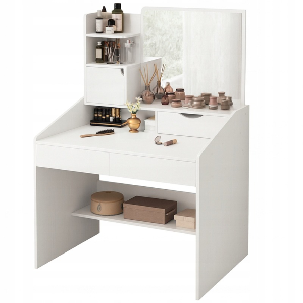 Toaletka z lustrem biała do makijażu glamour 130x70x40cm 357489