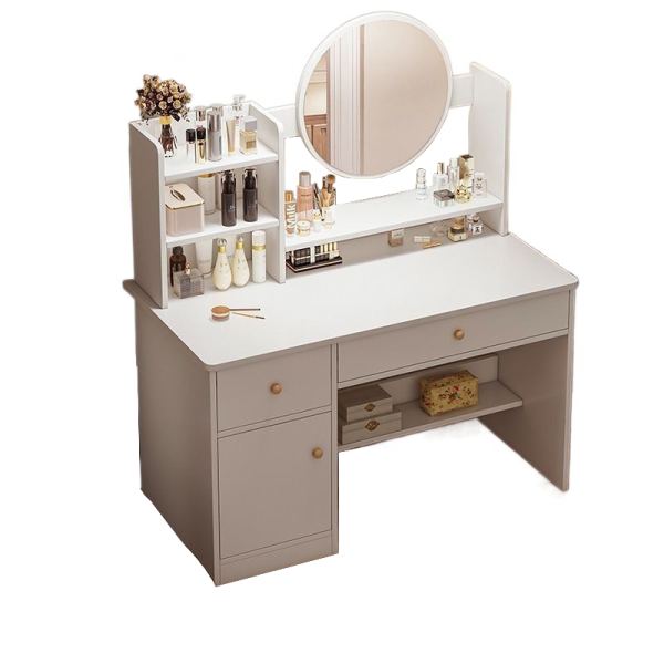 Toaletka z lustrem z szufladami biała glamour 100 cm 357424