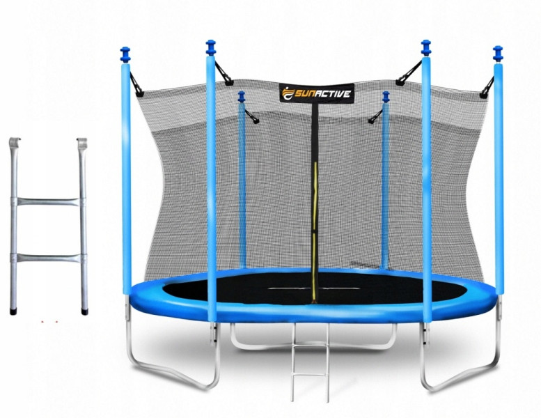Trampolina Ogrodowa Dzieci 312 cm SunWood 10FT z Drabinką Siatka Wewnętrzna 751953