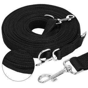 Treningowa smycz taśmowa dla psa 10m do 15 kg czarna 358267 Treningowa smycz taśmowa dla psa 10m do 15 kg czarna 358267