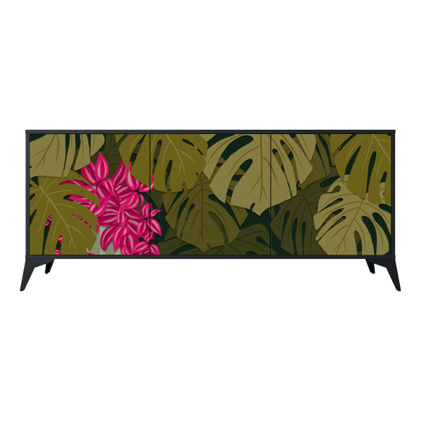 TROPICAL BEAUTY Komoda 3 drzwi Czarna-Metalowa gwiazdka czarna 442650