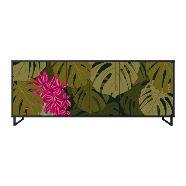 TROPICAL BEAUTY Komoda 3 drzwi Czarna-Metalowa ramka czarna 441703