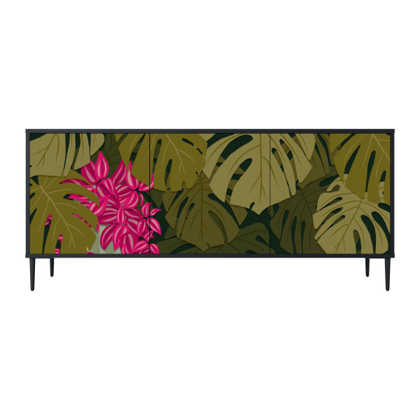 TROPICAL BEAUTY Komoda 3 drzwi Czarna-Metalowa szpilka czarna 441957