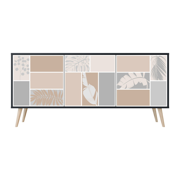 TROPICAL SHAPES Komoda 3 drzwi Czarna-Bukowa skośna 442164