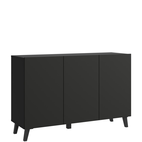 Trzydrzwiowa czarna komoda 120 cm PUNES 874299