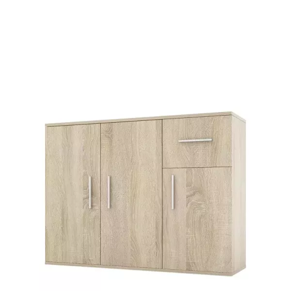 Trzydrzwiowa komoda 112 cm z szufladą SIMPLE dąb sonoma 781877