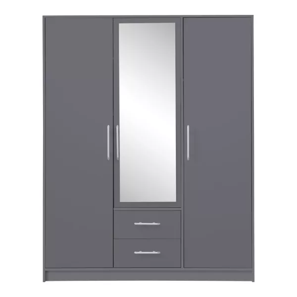 Trzydrzwiowa szafa z lustrem 150 cm antracyt SEVAS 743524