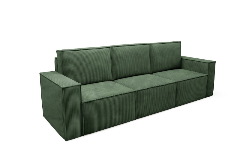 Trzyosobowa sofa sztruksowa ORTO modułowa Zielona 324995