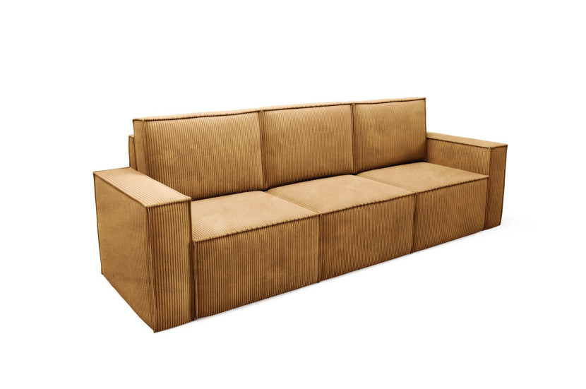 Trzyosobowa sofa sztruksowa ORTO w kolorze Musztardowym 324994