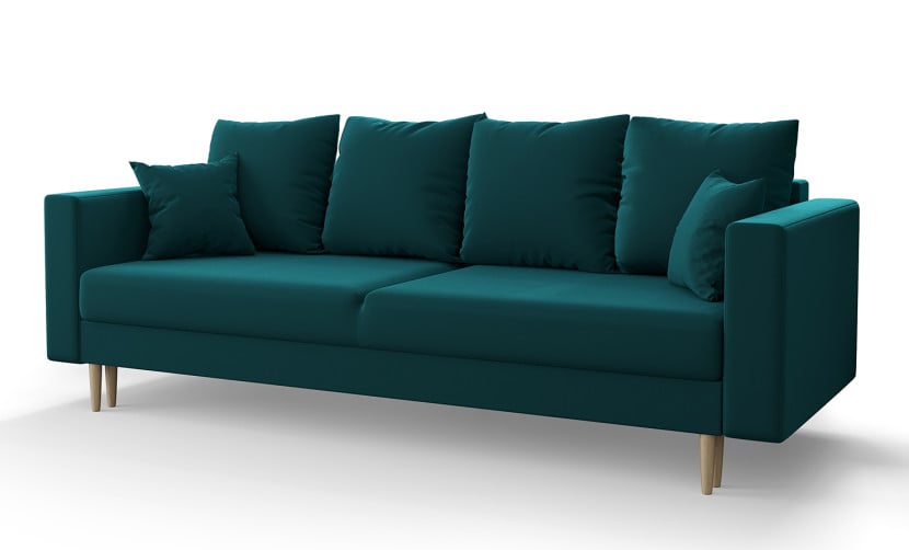 Turkusowa rozkładana sofa z funkcją spania - Manix 385173