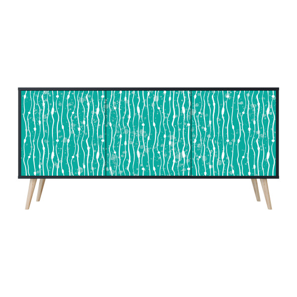 TURQUOISE RAIN Komoda 3 drzwi Czarna-Bukowa skośna 441885