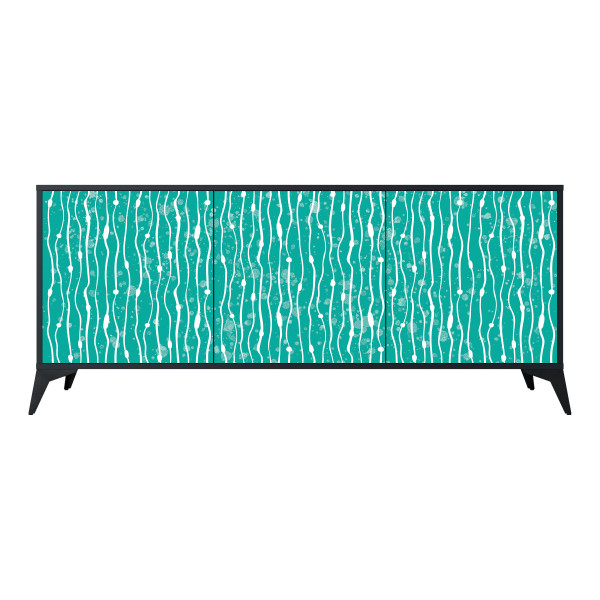 TURQUOISE RAIN Komoda 3 drzwi Czarna-Metalowa gwiazdka czarna 441629