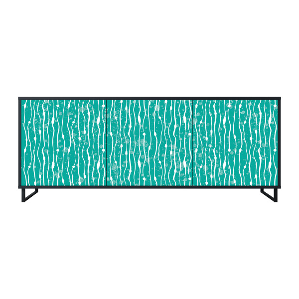 TURQUOISE RAIN Komoda 3 drzwi Czarna-Metalowa ramka czarna 441950