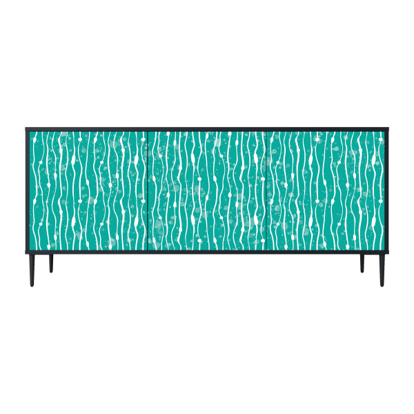 TURQUOISE RAIN Komoda 3 drzwi Czarna-Metalowa szpilka czarna 441933