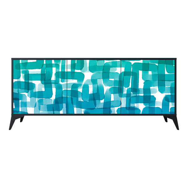 TURQUOISE RECTANGLES Komoda 3 drzwi Czarna-Metalowa gwiazdka czarna 441639