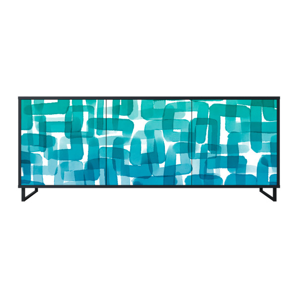 TURQUOISE RECTANGLES Komoda 3 drzwi Czarna-Metalowa ramka czarna 442323